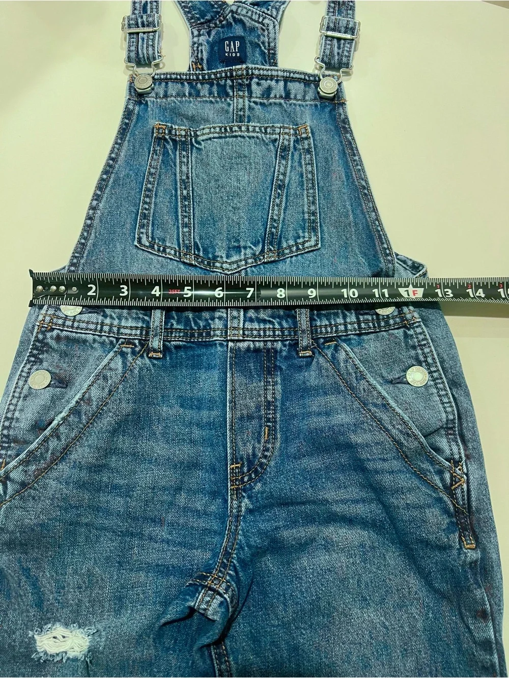 GAP • kids denim distressed overalls size medium